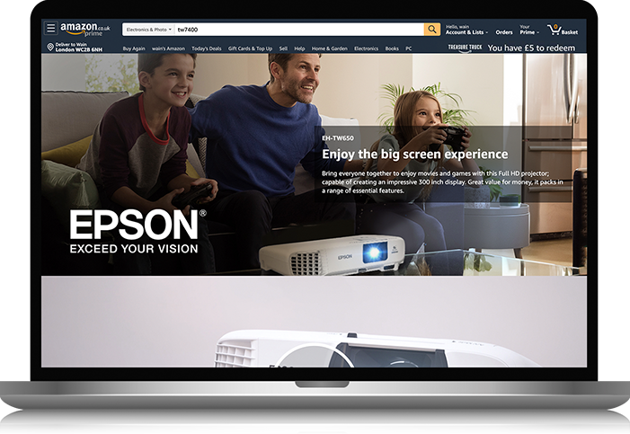 Laptop showing EPSON's Amazon Brand Store