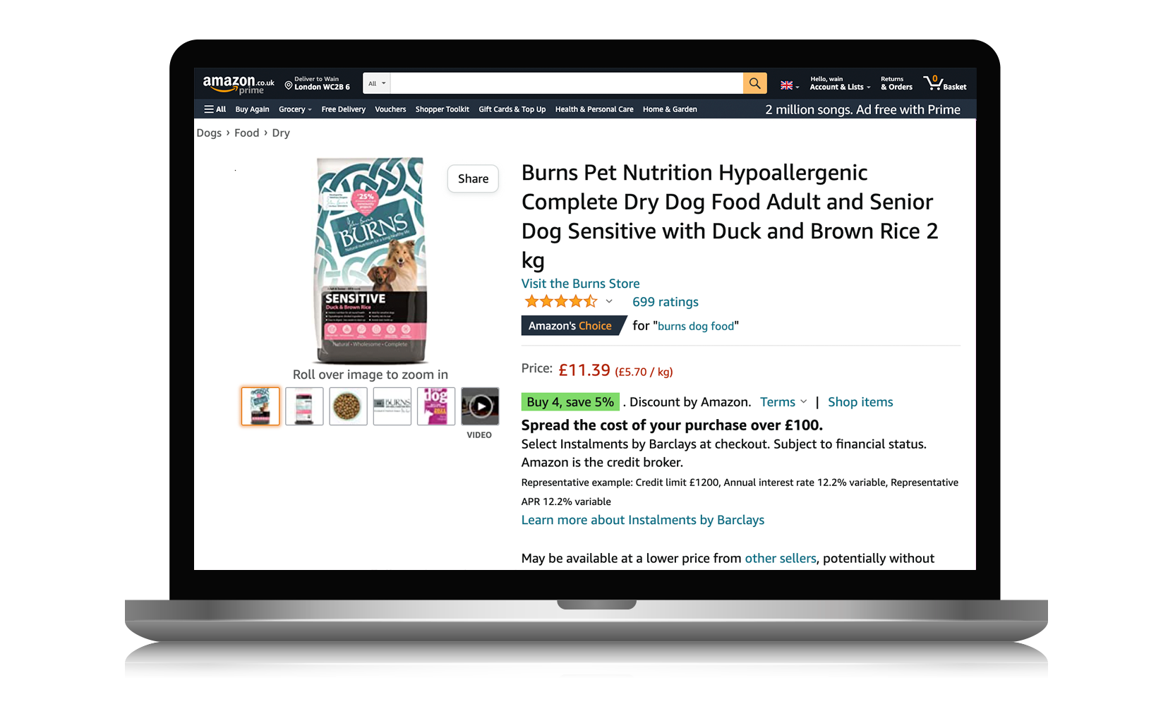 Burns Amazon Sponsored Product Listing Example